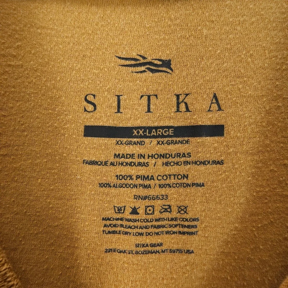 Sitka Graphic Tee Tshirt Mens XXL Yellow Pima‎ Cotton Outdoor Minimalist Hunting